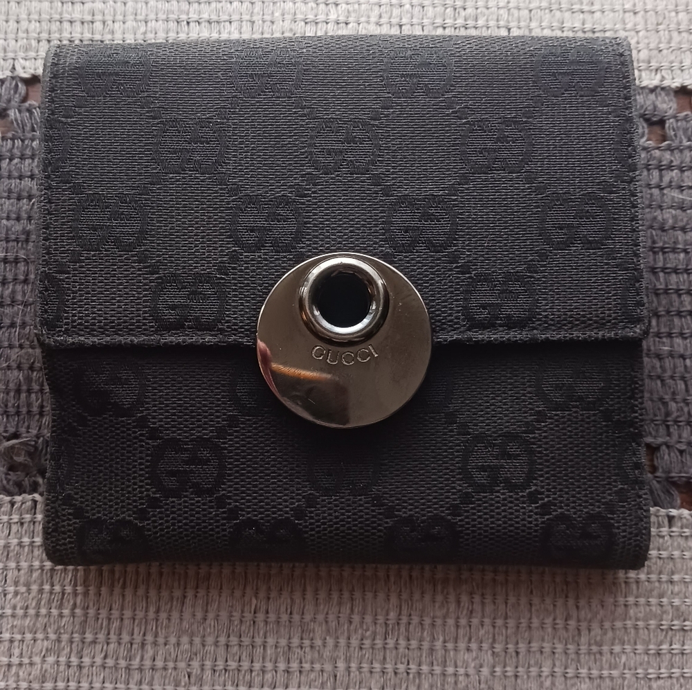 Gucci Vintage Eclipse Compact Wallet Black